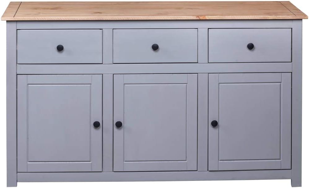 Festnight Dresser Chest of drawers Side cabinet Multifunctional cabinet Dresser Cabinet 135 x 40 x 80 cm Solid Wood Panama-Pine Gray - QUORE