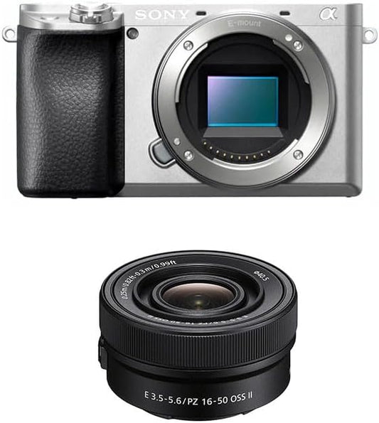 Sony Alpha 6100 | APS-C spiegelloze camera met 16-50 mm powerzoomlens | snelle 0,02 s autofocus met oogherkenning voor mens en dier, 4K-filmopnames en kantelbaar display | zilver