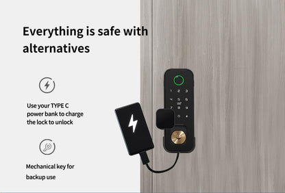 Slimme Deurslot – Elektronisch Slot – Vingerafdrukslot – Toegangscontrole – Digitale Deurslot – Dubbelzijdige Vingerafdruk – Tuya Smart App Bediening