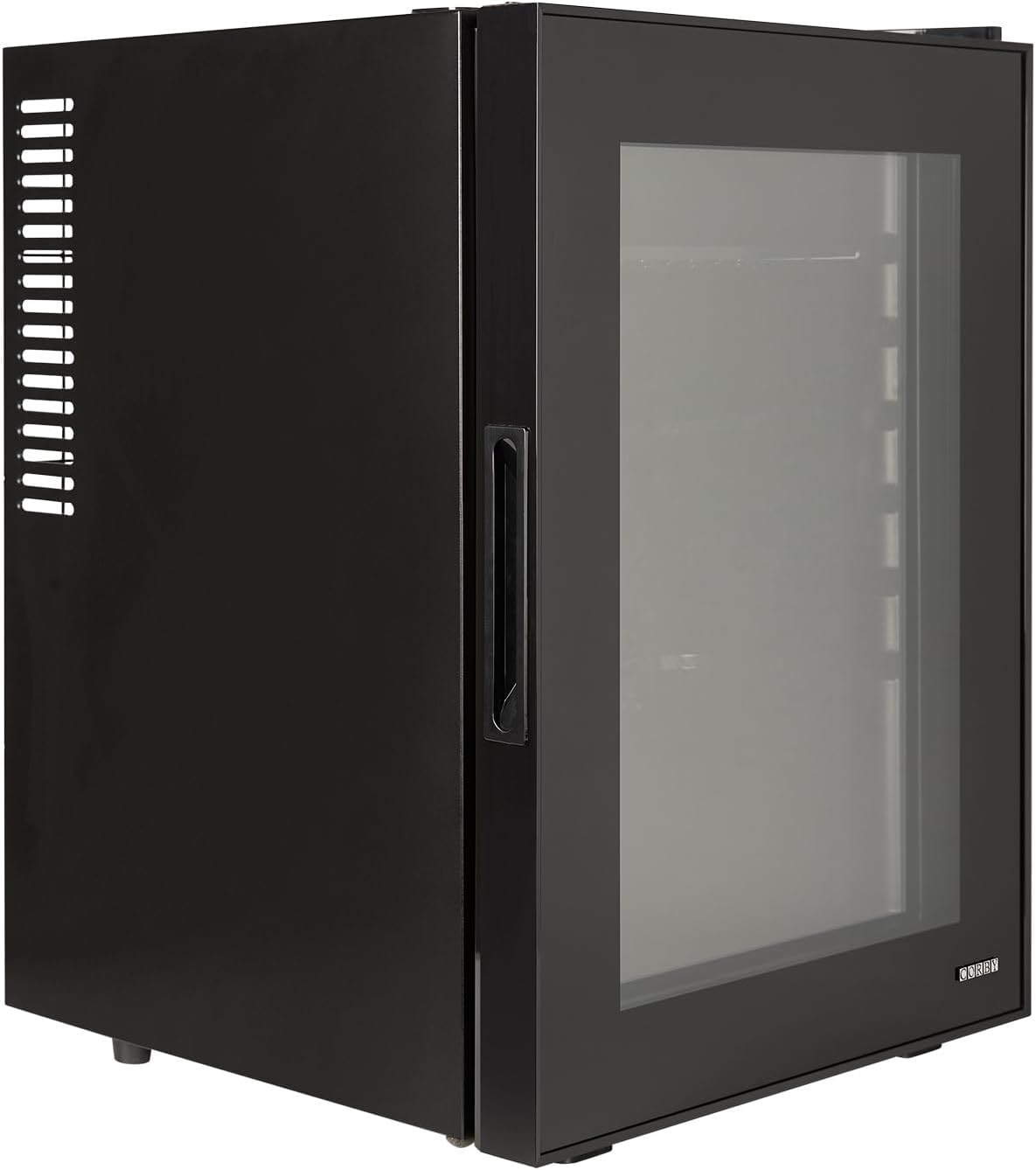 Corby Eton 40L glazen minibar in zwart met zwarte binnenkant - EU-stekker