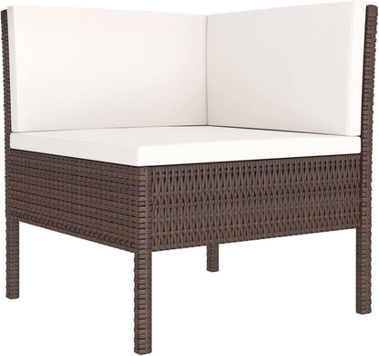 vidaXL Lounge Set 3-Piece with Cushions Garden Set Furniture Set Garden Garden Furniture Set Chair Table Lounge Furniture Outdoor Set Balcony Set Poly Rattan Brown - QUORE