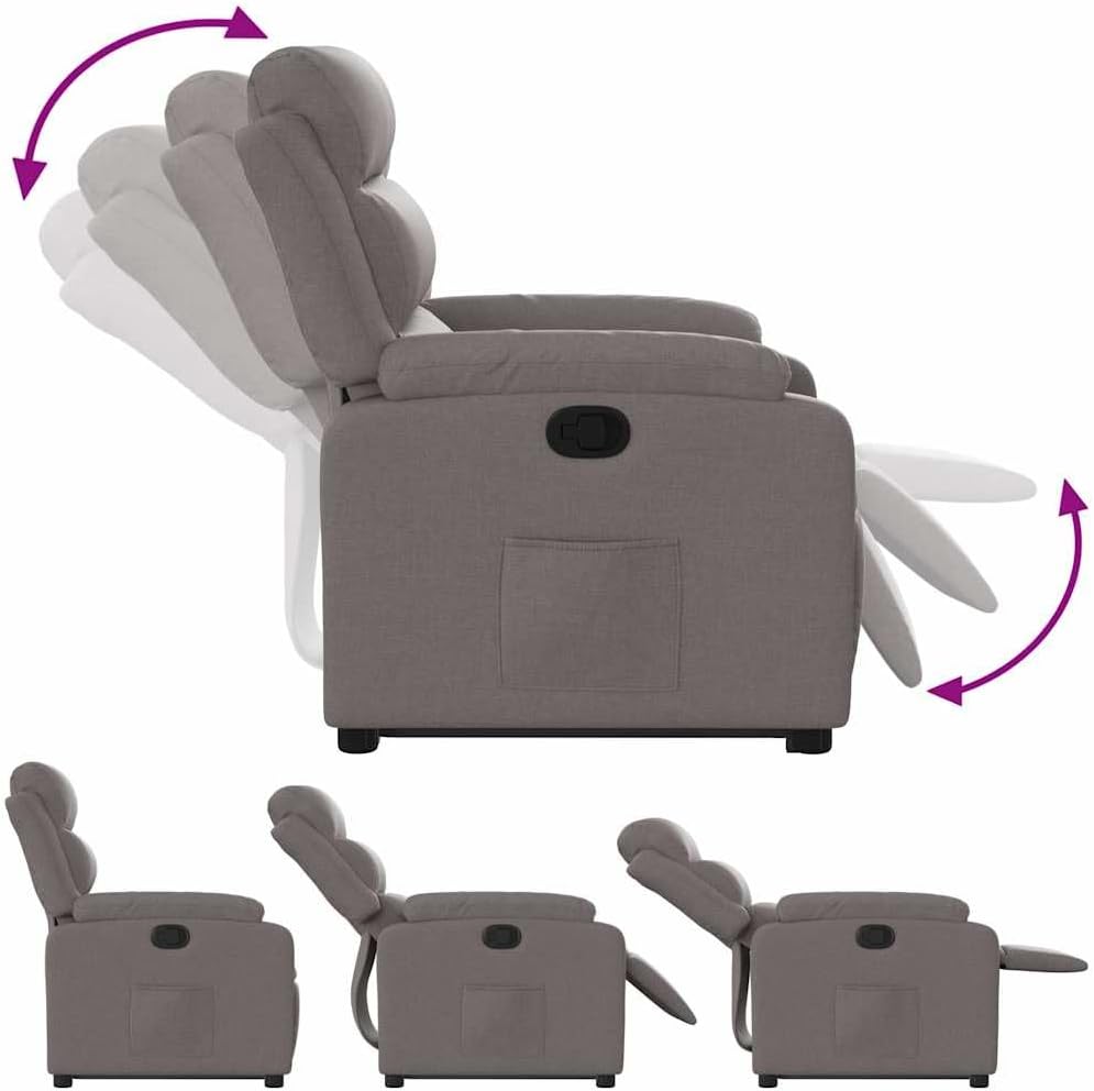 Relaxstoel Met Opstahulp – Elektrische Fauteuil – Leren Relaxstoel – TV-Stoel – Ligstoel – Handmatig Kantelsysteem – Taupe Stof – Elektrische Opstahulp Met Ligfunctie