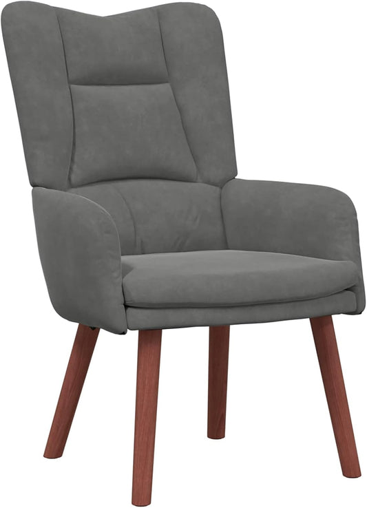Fauteuil – Armstoel – Lounge Stoel – Relaxstoel – Zithoekstoel – Donkergrijs Fluweel – Compact 63x67x94 cm