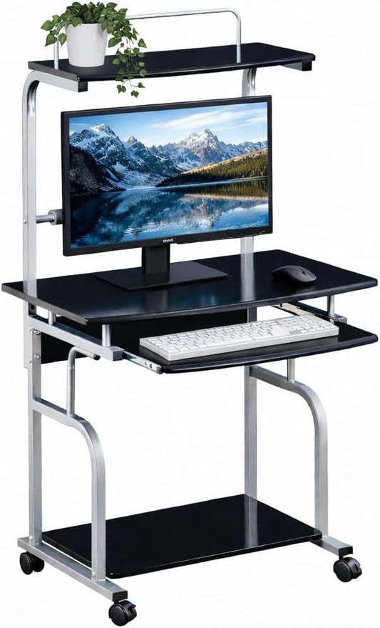TECHLY ICA-tb 7800bk, metalen computerbureau, MDF (zwart metaal, zwart, metaal, 4 (S), 800 mm, 690 mm)