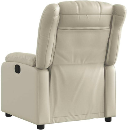 Relaxstoel crème kunstleer TV fauteuil met ligfunctie, enkele ligstoel relaxstoel voor woonkamer, slaapkamer handmatig kantelsysteem MA8 - QUORE