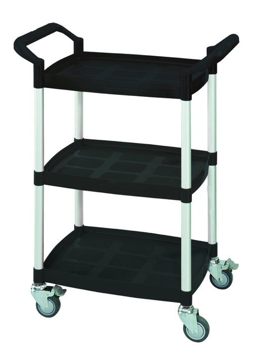 Kunststof trolley SKMW-430-S, 3 etages, LxBxH: 65,5 x 37 x 90 cm, draagvermogen: 100 kg, transportwagen, schuifwagen, handwagen, stapelwagen, trolley, zwart