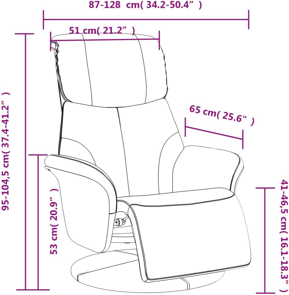 vidaXL Fauteuil verstelbaar met voetensteun kunstleer crèmekleurig