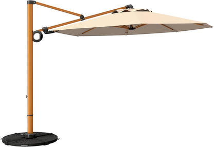 Grand patio Parasol, zonwering, balkon, zweefparasol, 300 cm, met zwengel, winddicht, voor terras, tuin, strand, uv-bescherming 50+, champagne, rond