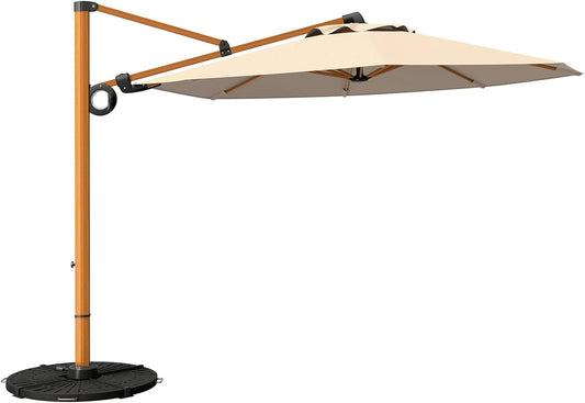 Grand patio Parasol, zonwering, balkon, zweefparasol, 300 cm, met zwengel, winddicht, voor terras, tuin, strand, uv-bescherming 50+, champagne, rond