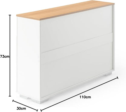 FurnitureR Buffet Multi-Storage Unit, Sideboard, Keukenkast, Cupboard met 4 Deuren 1 Drawer, Grote Plank Ruimte voor Keuken, Dining Room, Planken en Opbergruimte, Houten Top, 118 x 30 x 70 cm
