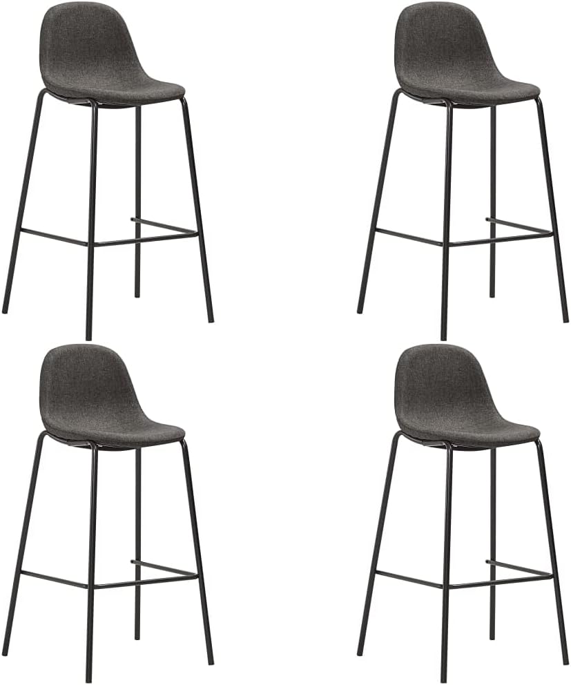 5-delige barset, stof, donkergrijs, tuinmeubilair, bistroset, zitgroep met stoelen en tafel, balkonmeubels, outdoor meubelset voor terras, tuin, balkon -A - QUORE