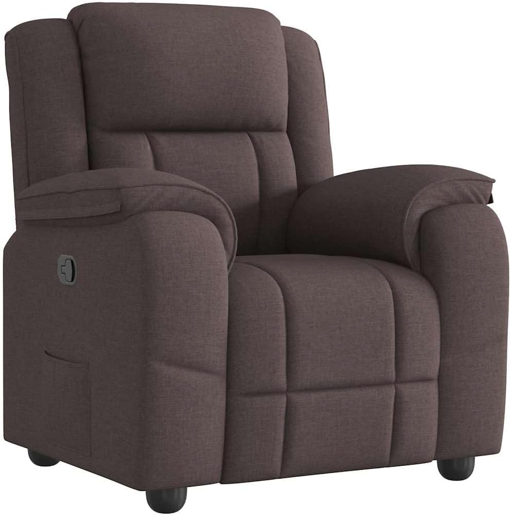 Relaxstoel donkerbruin stof TV fauteuil met ligfunctie, enkele ligstoel relaxstoel voor woonkamer, slaapkamer handmatig kantelsysteem mA10 - QUORE