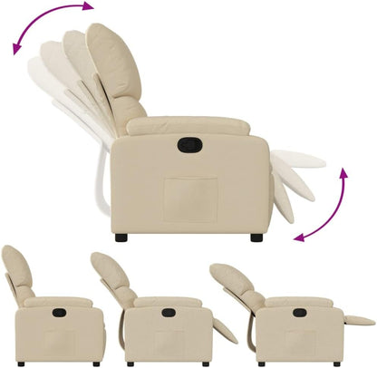 vidaXL Tilting Chair, Recliner Chair with Footrest, Seat with Backrest and Armrests, Living Room, Modern, Cream