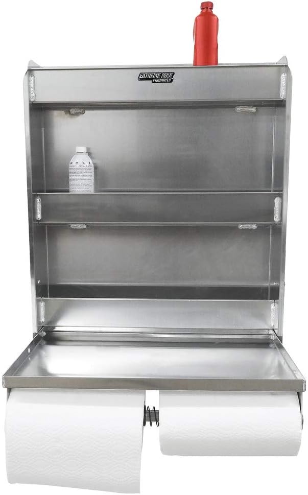 Extreme Max 5001.6049 Aluminium Stationskast Flip-Out Werklade met Papier Handdoekenrek Organizer voor Afgesloten Race Trailer Winkel Garage Opslag