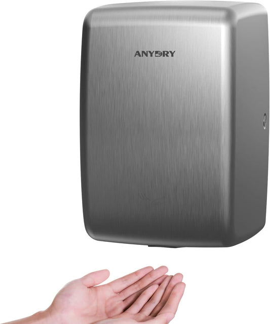 Handdroger – Mini Handdroger – Automatische Handdroger – Elektrische Handdroger – Wandhanddroger – Ruimtebesparend – Roestvrijstalen Behuizing – 1350 Watt