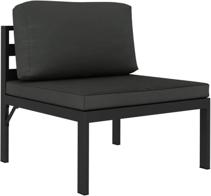 LAPOOH 3-Piece Garden Bench Set with Cushions Made of Aluminium, Anthracite, Garden Lounge, Outdoor Lounge Set, Garden Furniture 318307 - QUORE