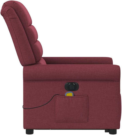Massagestoel – Elektrische Massagestoel – Relaxstoel – Televisiestoel – Ligstoel – 135 Graden Kantelbaar – 6-Punts Vibratiemassage – Wijnrood Stof