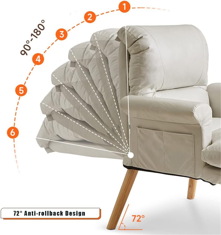 Relaxfauteuil – Relaxstoel – Ligstoel – Fauteuilstoel – Ergonomische Verstelbare Lounge Chair – 6 Verstelbare Standen – Inclusief Voetenbank – Max 150 kg Belastbaar