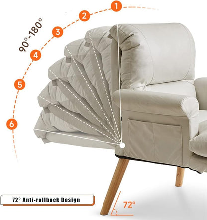 Relaxfauteuil – Relaxstoel – Ligstoel – Fauteuilstoel – Ergonomische Verstelbare Lounge Chair – 6 Verstelbare Standen – Inclusief Voetenbank – Max 150 kg Belastbaar