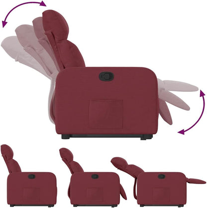 Relaxstoel – Fauteuil – Ligstoel – Tv-Stoel – Opstahulpstoel – Elektrische Opstahulp – Handmatige Ligfunctie – Wijnrode Stof