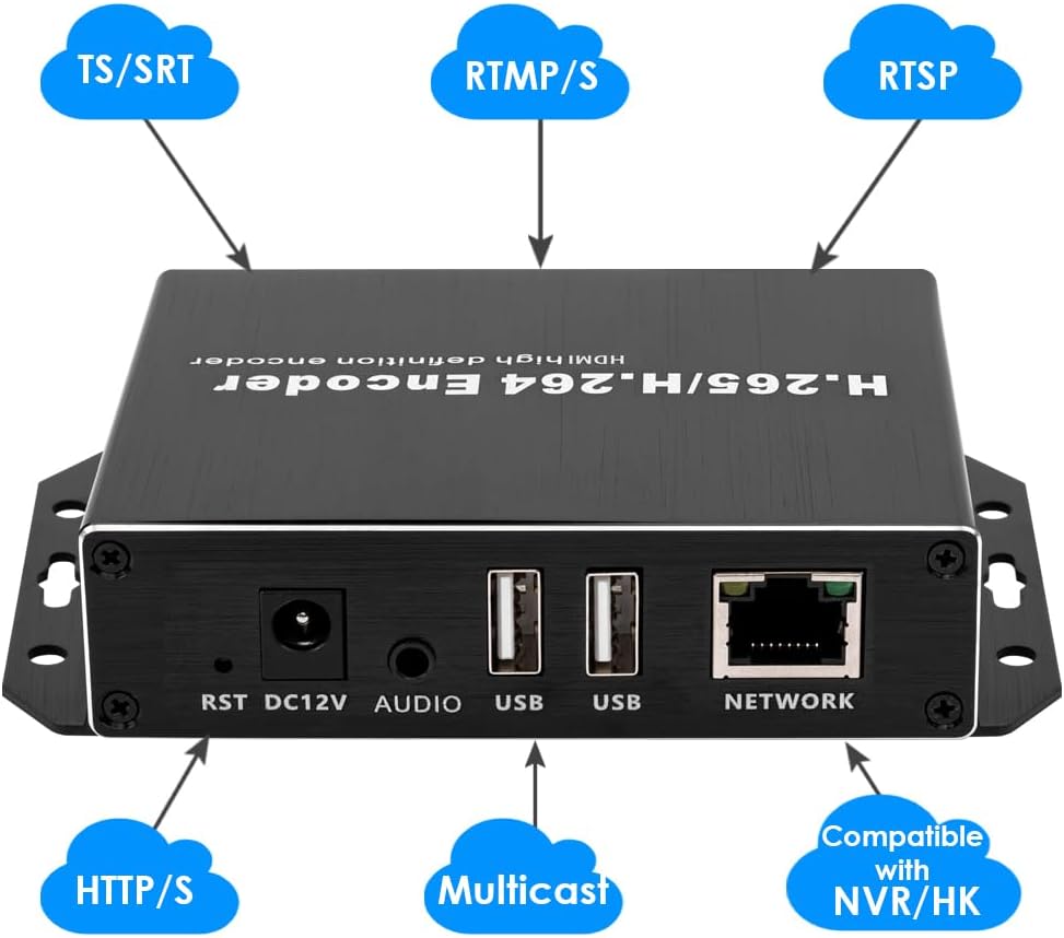 EXVIST H.265 1080P PoE HDMI Video Encoder/Decoder, Dual USB2.0 voor webcamera, video-decoder voor IP-camera, Compatible with ONV/HK, live-uitzending voor YouTube, Facebook, Wowza, Twitch