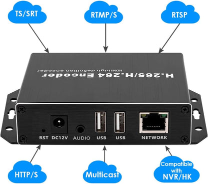 EXVIST H.265 1080P PoE HDMI Video Encoder/Decoder, Dual USB2.0 voor webcamera, video-decoder voor IP-camera, Compatible with ONV/HK, live-uitzending voor YouTube, Facebook, Wowza, Twitch