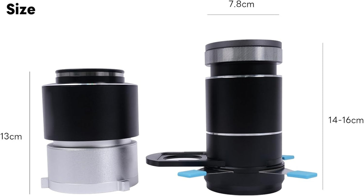 Bowens Mount Snoot DF DIGITALFOTO, Optische Snoot voor Monolight Portretten met Framing Shutter, Compatibel met Aputure Amaran 60D/XS/100X/D 200D/X, Godox SL60, 25 Gobo's