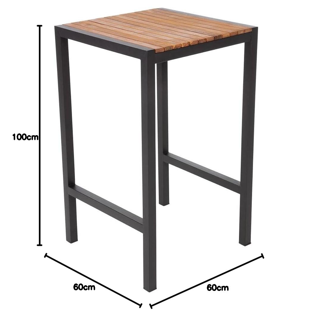 Bolero Vierkant Staal en Acacia Bar Tafel 600mm, DS155
