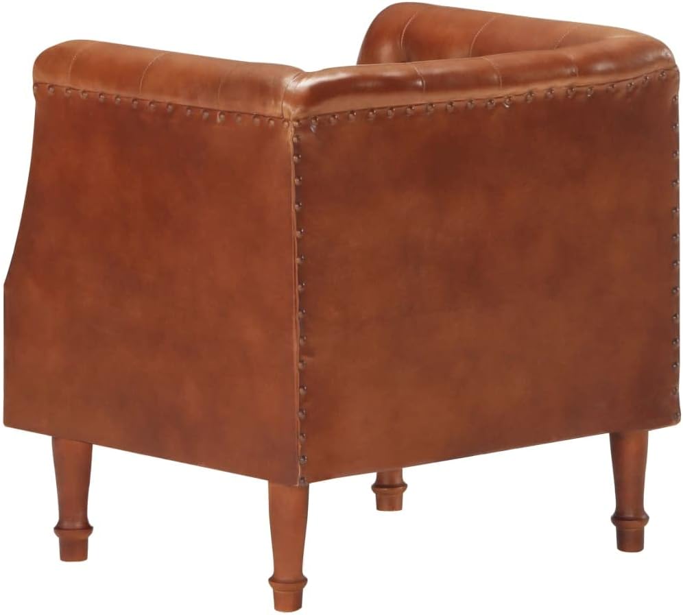 Armchair Brown Genuine Leather Lounge Chair TV Chair Recliner Chair Office Chair for Bedroom Living Room Study Office