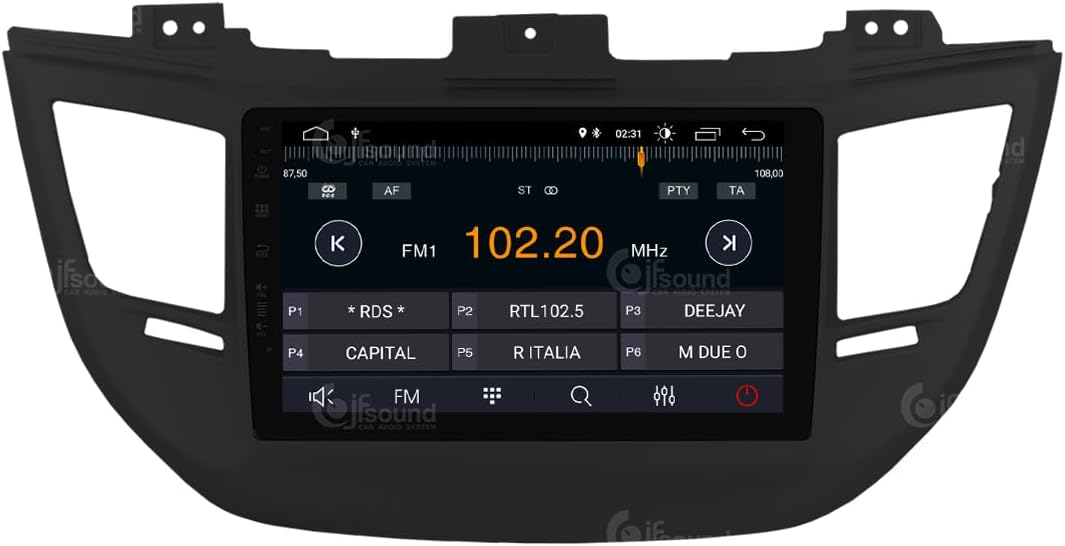 Autoradio Custom Fit per Hyundai Tucson schwarz (mit Navigation, Rückfahrkamera und Kenwood-Verstärker als Standard) Android GPS Bluetooth WiFi Dab USB Full HD Touchscreen Display 9"