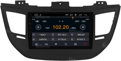 Autoradio Custom Fit per Hyundai Tucson schwarz (mit Navigation und Rückfahrkamera als Standard) Android GPS Bluetooth WiFi Dab USB Full HD Touchscreen Display 9"