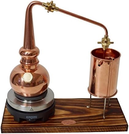 Whisky Distilleerketel – Distillatieketel – Whisky Destilleerketel – Snaps Ketel – Brandewijn Ketel – 0,5 Liter – Koper Met Messing – Elektrische Kookplaat 500W