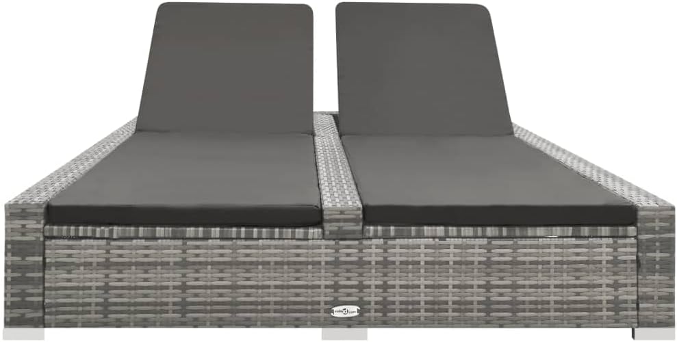 vidaXL Lounger double poly rattan grey - QUORE