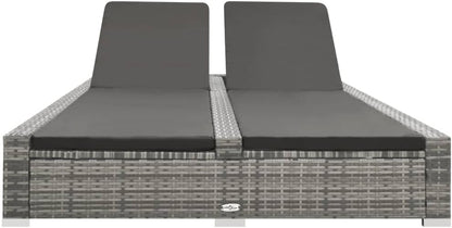 vidaXL Lounger double poly rattan grey - QUORE