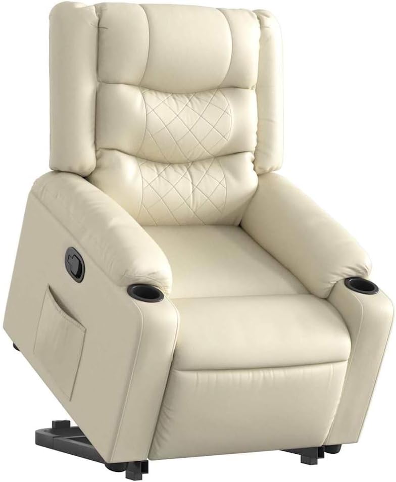 Sta-Op Fauteuil – Relaxstoel – Verstelbare Stoel – Elektrische Stoel – Kunstleren Fauteuil – Elektrische Sta-Op Functie – Crème Kunstleer