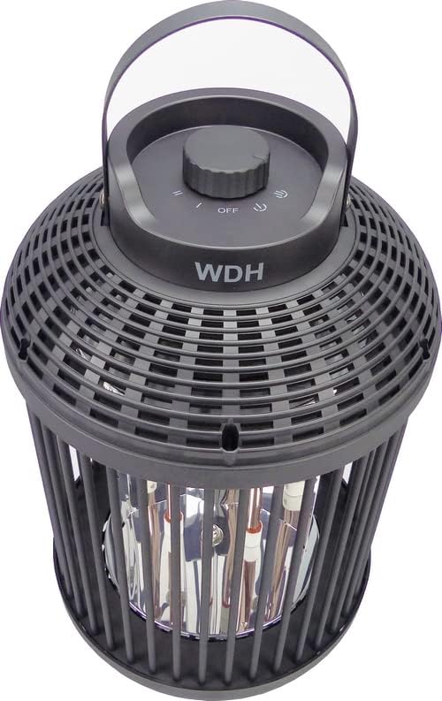 Verwarmingslantaarn – Straalkachel – Terrasverwarmer – Buitenheater – Balkonverwarmer – 2 Warmtestanden 600/1.200W – 180° Draaibare Kop