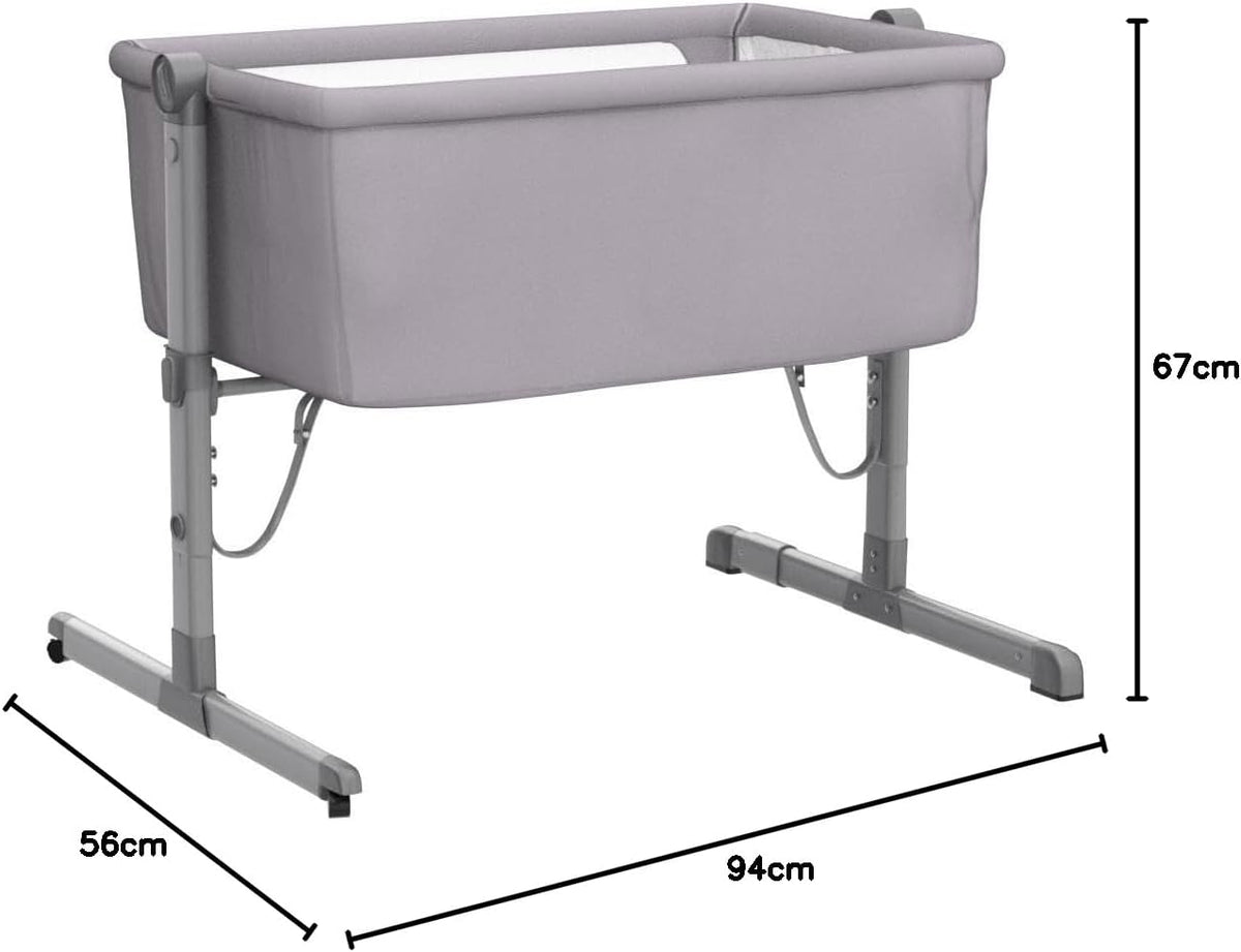 Babify - Mini-kinderbed, verstelbaar, meerdere hoogtes, verstelbaar, incl. matras, grijs, 1 stuk
