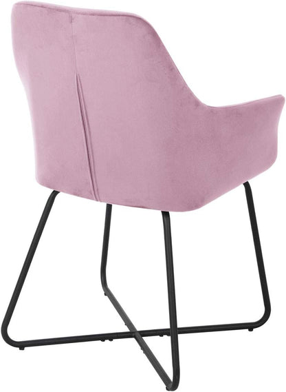 SVITA Josie Dining Set van 2 eetkamerstoelen, fauteuil, gestoffeerde stoel, fluweel (roze)