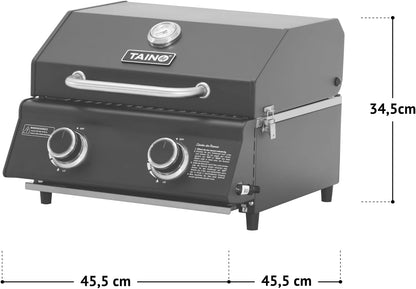 Taino Compact 2.0 S table grill, 2 burners, gas grill, stainless steel, compact camping BBQ - QUORE