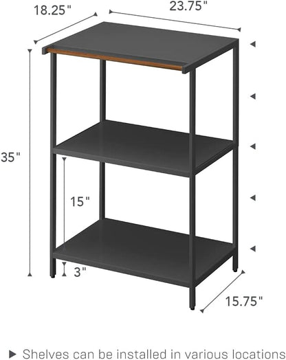 Yamazaki 3598 TOWER 3~Tiered Storage Rack, black, Steel/Wood, 60 x 46.5 x 90 cm