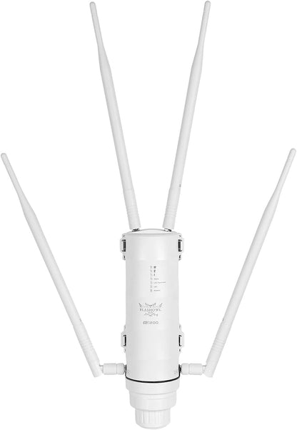 FLASHOWL Wifi-repeater voor buiten, 1200 Mbps waterdichte reikwijdte, signaalversterker en tuinrouter