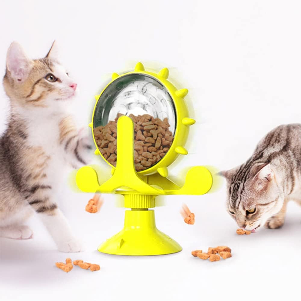 Windmühle Cat Toy, Leak Toy, Interactive Cat Toy, Ferris Wheel Food Output, 360° Rotatable, Vertical Cat Toy, Strong Suction Cup - QUORE