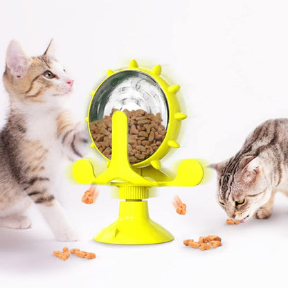 Windmühle Cat Toy, Leak Toy, Interactive Cat Toy, Ferris Wheel Food Output, 360° Rotatable, Vertical Cat Toy, Strong Suction Cup - QUORE