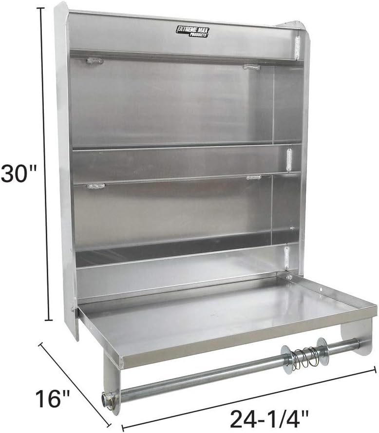 Extreme Max 5001.6049 Aluminium Stationskast Flip-Out Werklade met Papier Handdoekenrek Organizer voor Afgesloten Race Trailer Winkel Garage Opslag