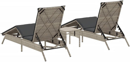 Ligstoelen – Zonneligstoel – Tuinligstoel – Strandstoelen – Ligbed – Polyrotan – Lichtgewicht – Inclusief Lichtgrijze Tafel