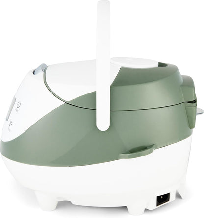 Yum Asia Panda Mini Rijstkoker Met Ninja Keramische Kom en Advanced Fuzzy Logic (3,5 kop, 0,63 liter) 4 Rijstkookfuncties, 4 Multicooker-functies, LED-display, 220-240V (Wit en saliegroen)
