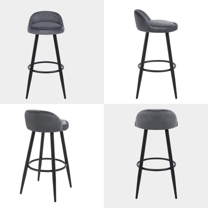 Barkruk Set van 2 - Stoel - Kleine stoel - Keukenstoel - 37,5 cm x 34 cm - Donkergris - QUORE