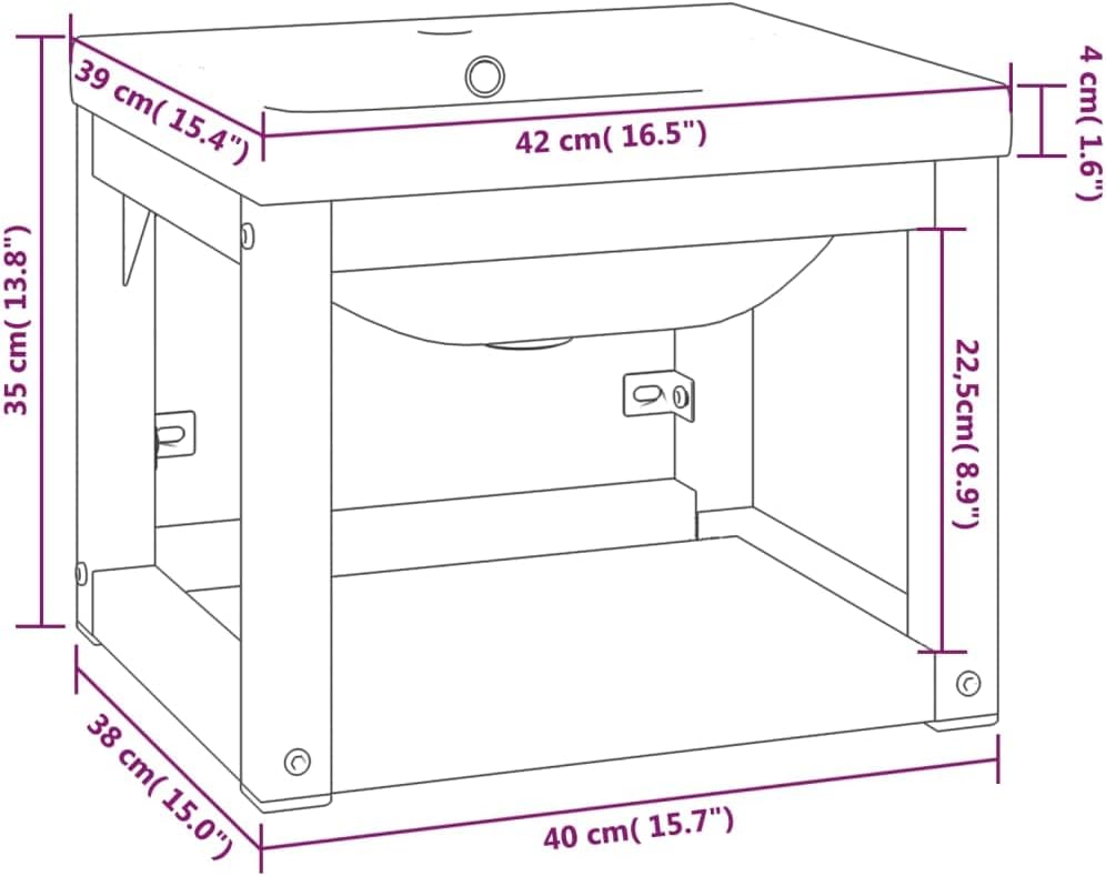 vidaXL Basin frame with washbasin iron white - QUORE