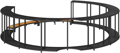vidaXL Hot Tub Surround Storage Wooden Step Pad Poly Rattan Black,Spa Surround,Outdoor Hot Tub Enclosure,Round Hot Tub Round,Hot Tub Enclosure - QUORE