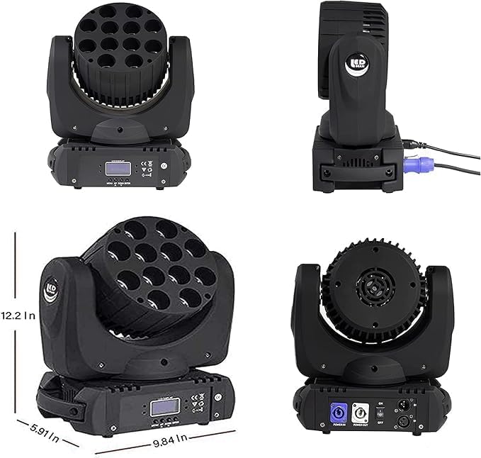SHEHDS Bewegende Hoofd Lichtstraal Wassen LED 12x12W RGBW 4in1 DJ Lichten Verlichting Professionele 9/16 Kanalen DMX512 Geluid Geactiveerd Strobe Effect Podium Lichten voor Kerst Evenementen